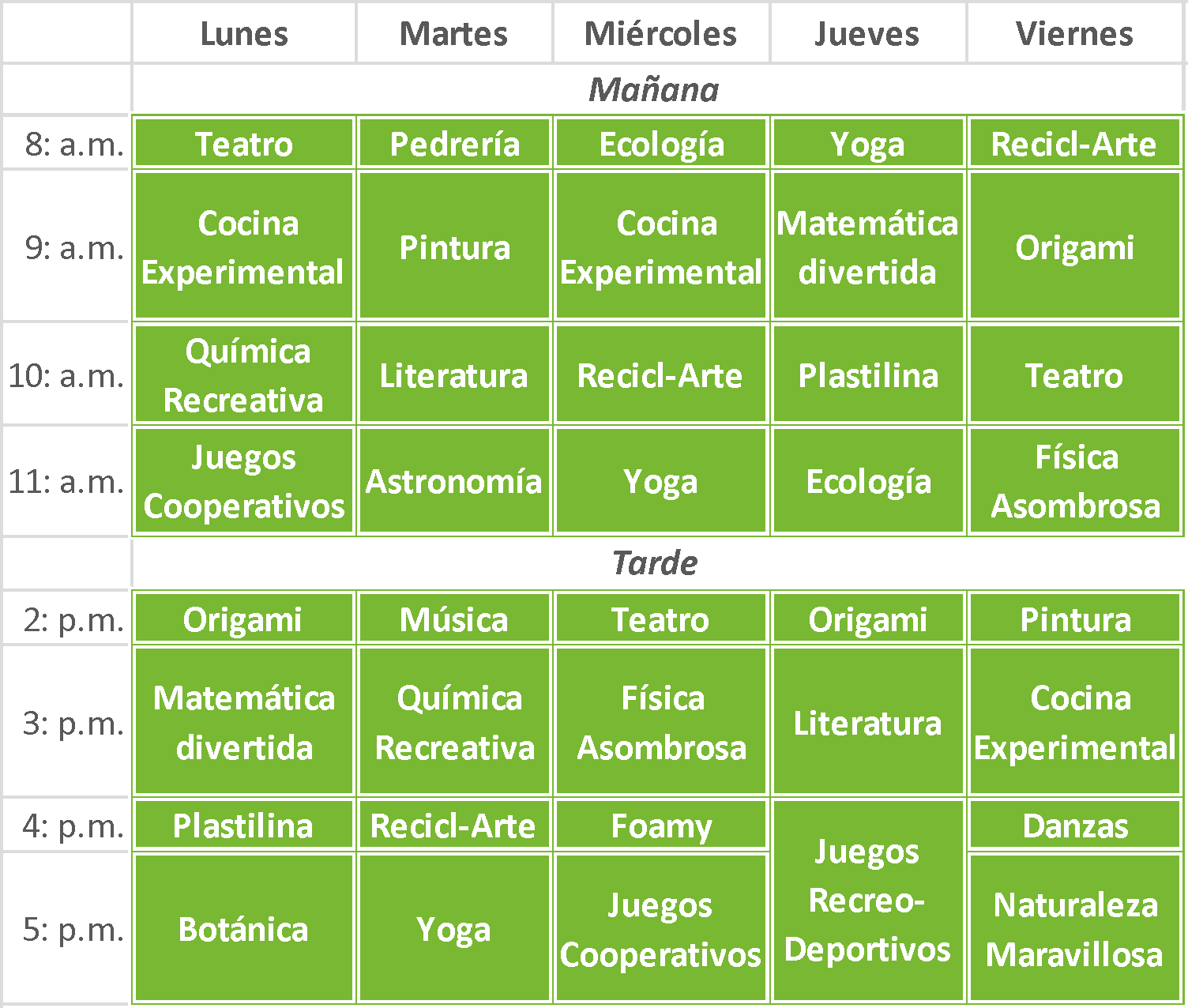 Calendario semanal 2014 2