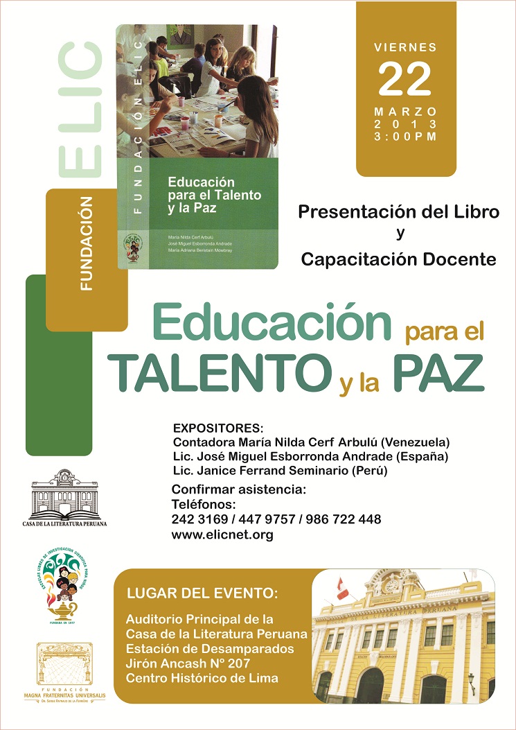 Presentación libro y capacitación docente EDUCACIÓN PARA EL TALENTO Y LA PAZ